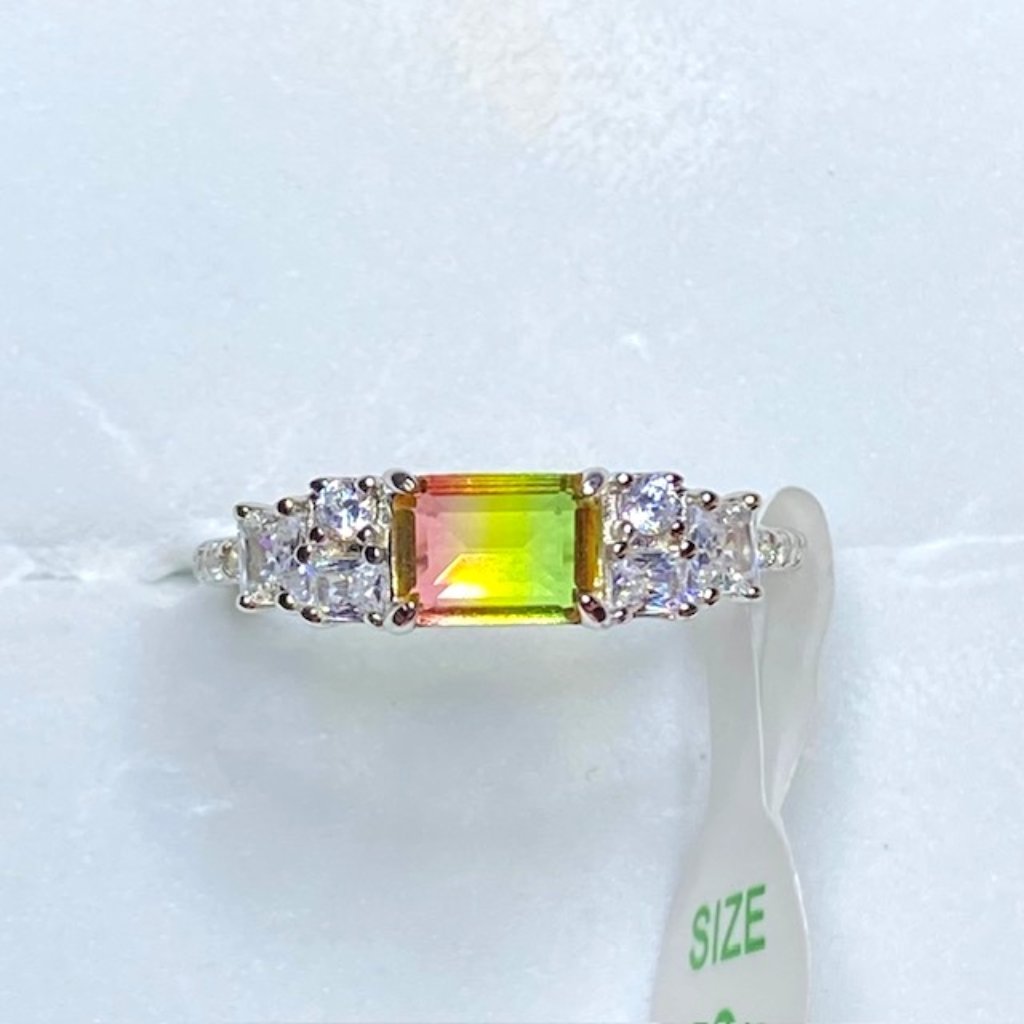 Watermelon Tourmaline Diamond Cz 925 Solid Sterling Silver Size 8 28$